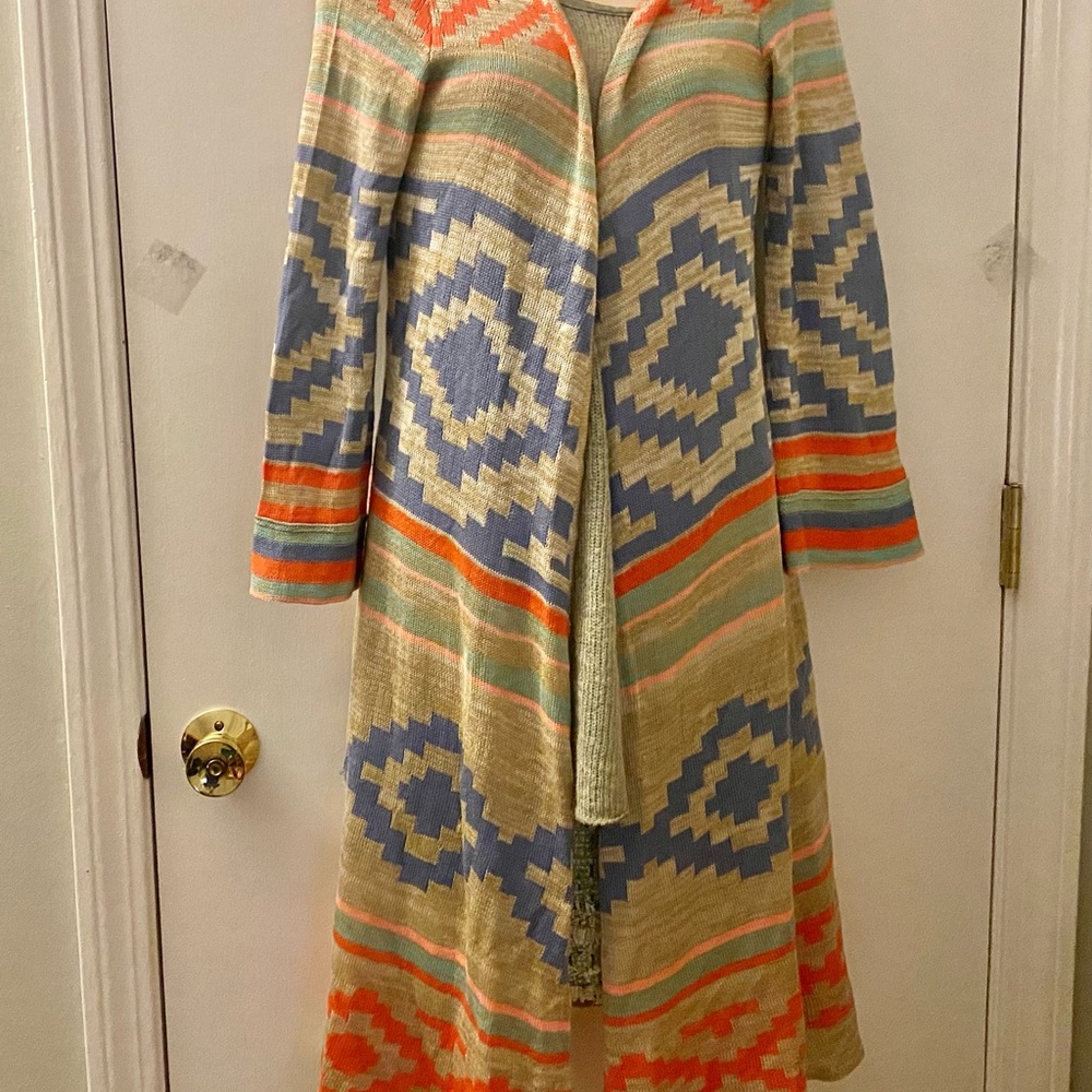 (6) - Boho Aztec South Western Lagenlook Longline Open Front Duster Card…